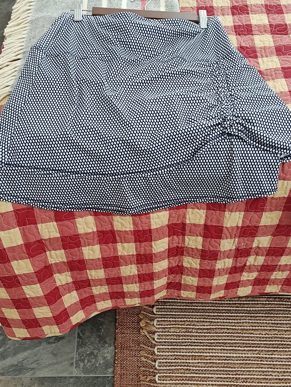 Black/Navy and White Polka Dot A-Line Skirt